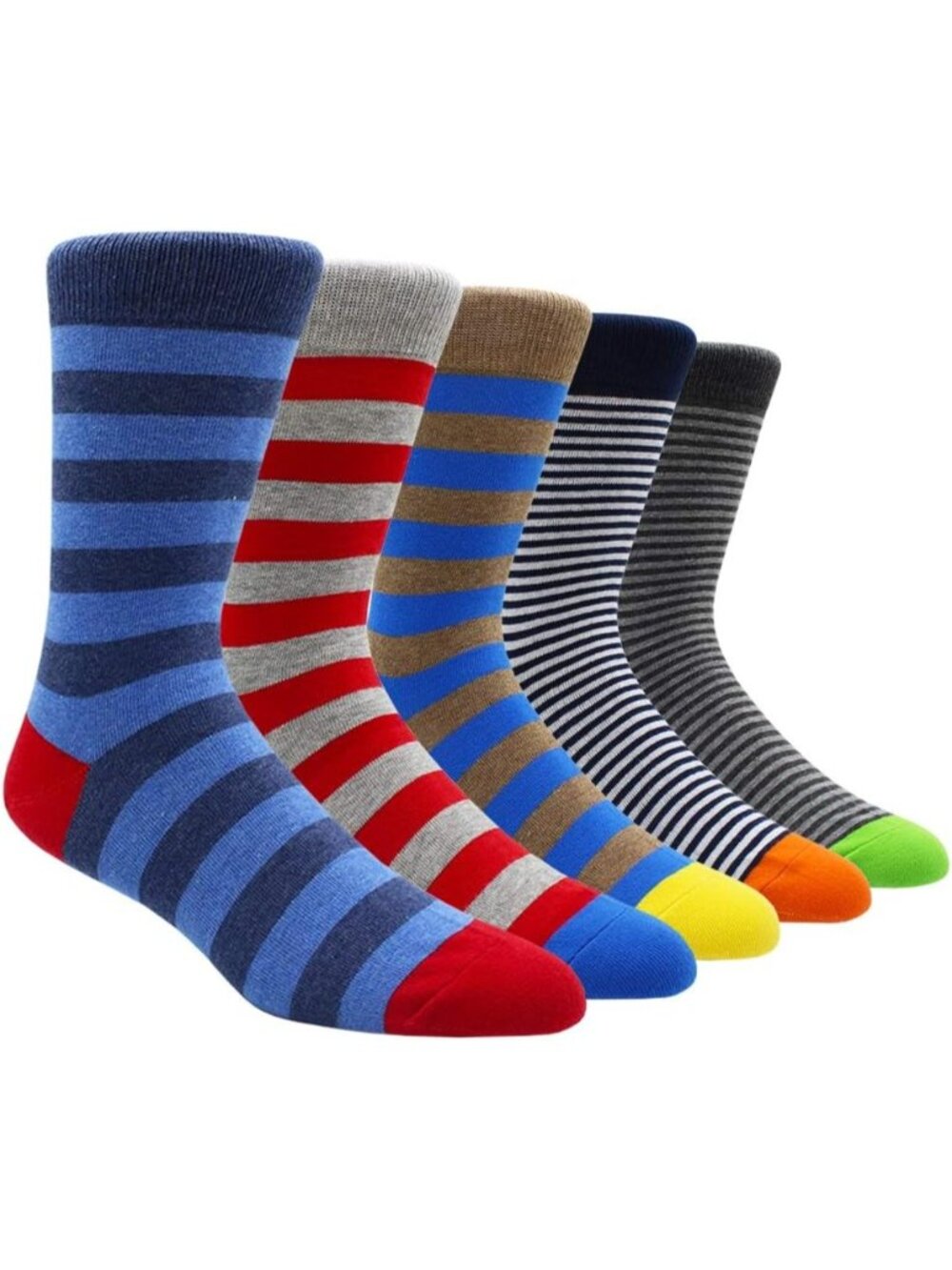 🧦Men's 5 Colorful Striped 6 Pairs Dress Socks Pattern Funny Casual Socks Pack